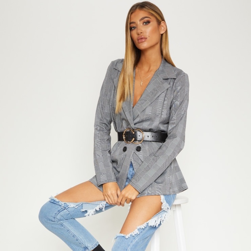 Grey Checked Blazer - Picture 1 of 3